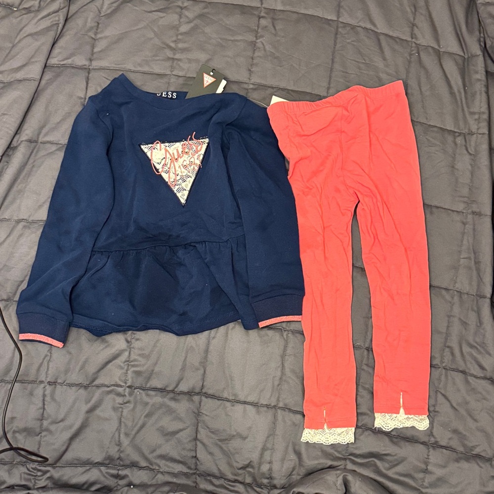 Guess Blue Top and Pink Leggings Set